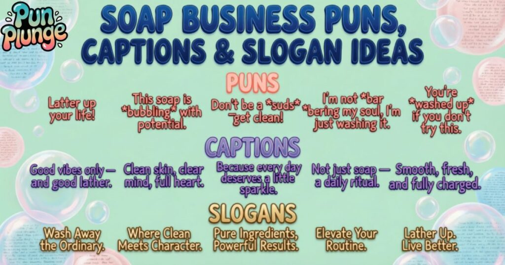 Soap Business Puns, Captions & Slogan Ideas