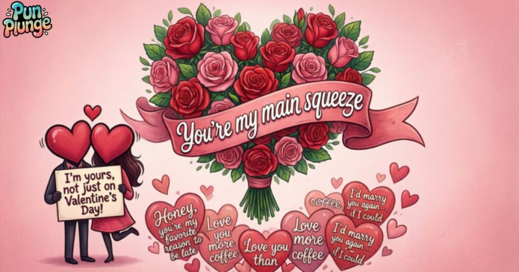 Charming Valentine Puns & Captions for Husband